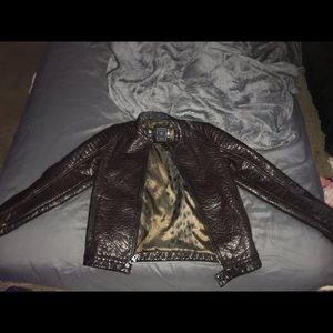 So nice brown guess leather jacket size small
